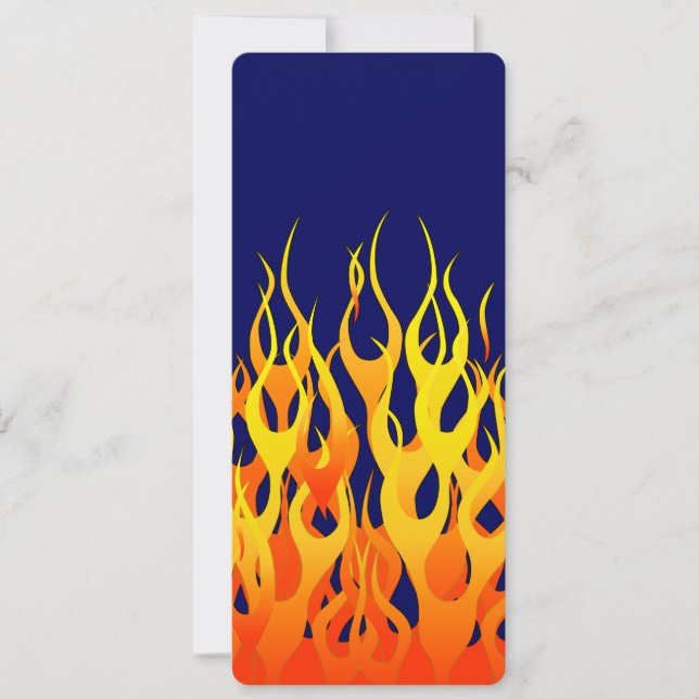 Carte Flammes de course classique sur bleu marine (Devant)