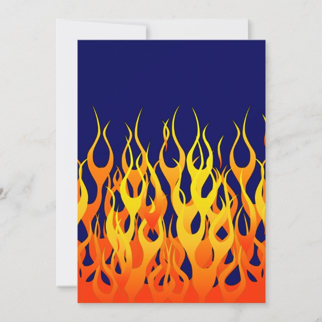 Carte Flammes de course éclatantes sur Navy Blue (Devant)