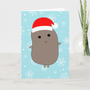Carte Flammes de neige Bleues Funny Pomme de terre Noël