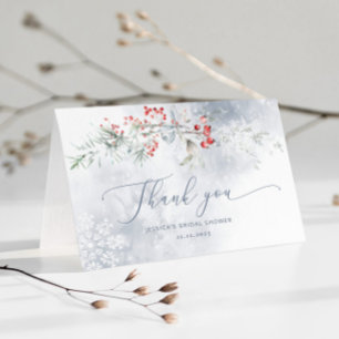 Carte Flammes de neige d'hiver bleu poussiéreux Mariée m