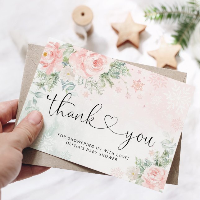 Carte Flammes de neige rose vif merci (Créateur téléchargé)