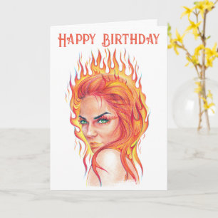 Carte Flammes Imaginaire femme Portrait Surreal Art