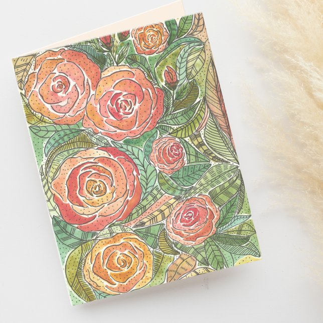 Carte flanc Rose aquarelle (Créateur téléchargé)