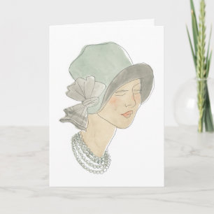 Carte Flapper Fashion Sketch - Femme avec Casquette