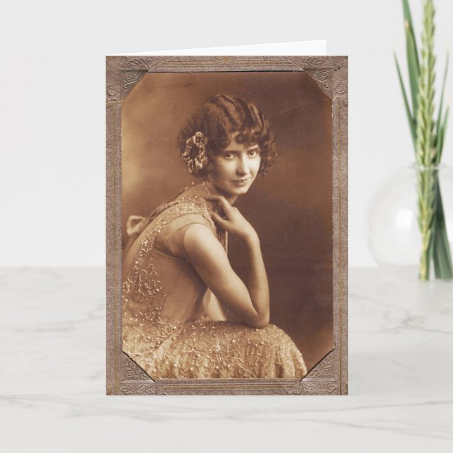 Carte Flapper Girl Roaring Années 1920 Antique Photo (Devant)