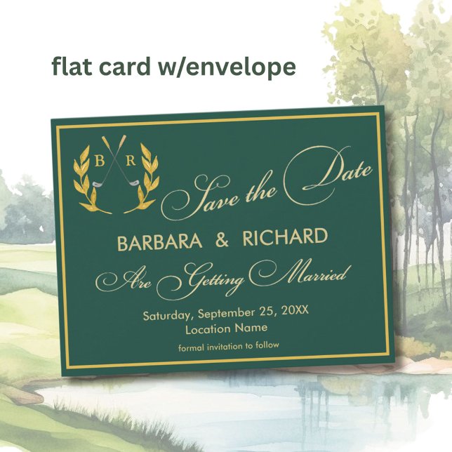 Carte FLAT CARD Golf Monogram Wedding Save the Date (Créateur téléchargé)