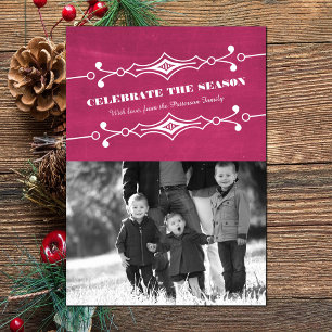 Carte Flat Fuchsia Slanted Chalkboard Holiday