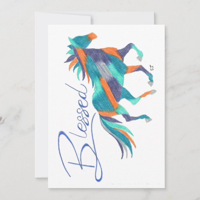 Carte Flat Turquoise Bienheureux Cheval par Sherry (Devant)