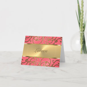 Carte Flèches bat mitzvah en fibre rose et or