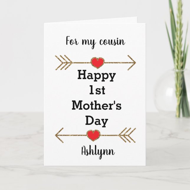 Carte Flèches et ęr cousin du jour de mère de coeurs (Devant)