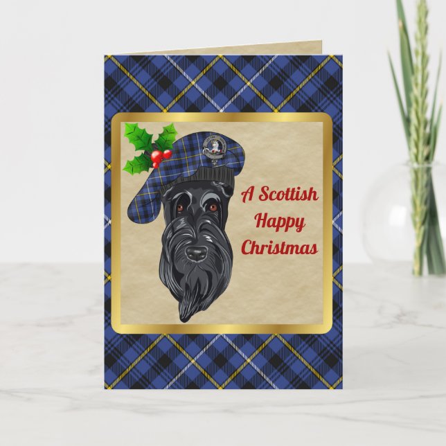 Carte Fleming Badge & Tartan - Noël personnalisé (Devant)