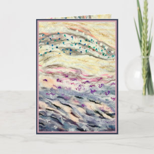 Carte Fleur abstrait fibre art dans crème noir rose