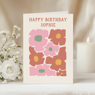 Carte Fleur Abstraite Audacieuse _ Fleur Moderne Rétro A