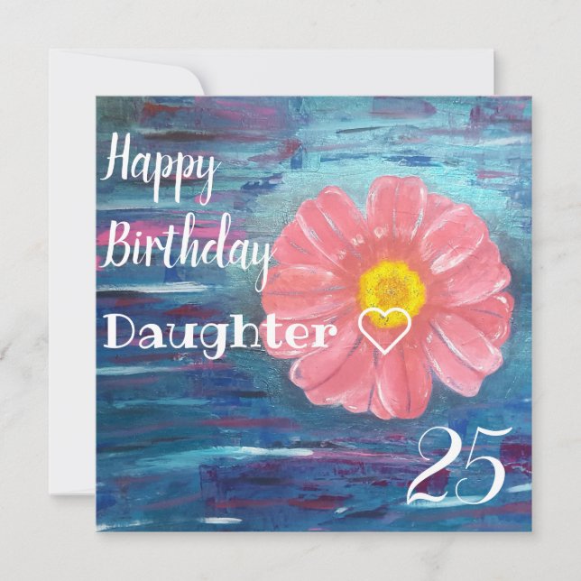 Carte Fleur Abstraite fille personnalisée Anniversaire (Devant)