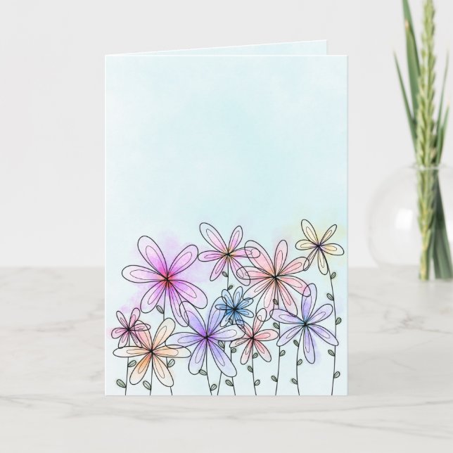 Carte Fleur aquarelle (Devant)