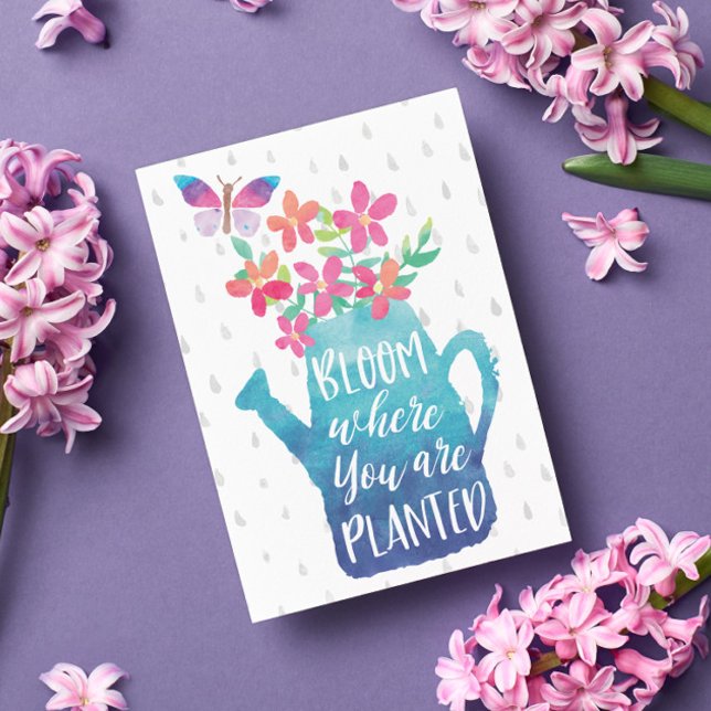 Carte Fleur Aquarelle Où Vous Êtes Plantée (This fresh and stylish postcard sends just the right message to a friend or loved one who might need)