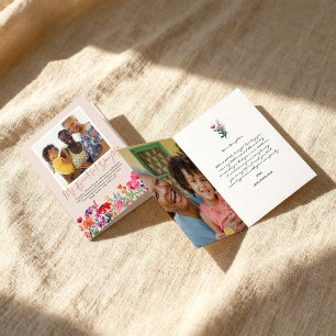 Carte Fleur aquarelle   Photo de la fête des mères de fi