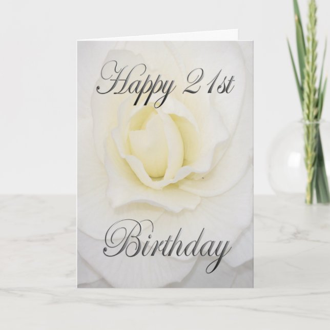 Carte Fleur blanche Joyeux 21e anniversaire (Devant)