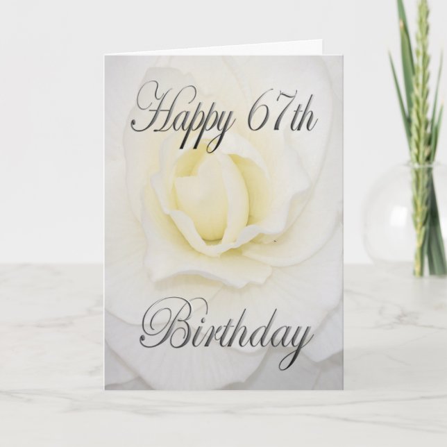 Carte Fleur blanche Joyeux 67e anniversaire (Devant)