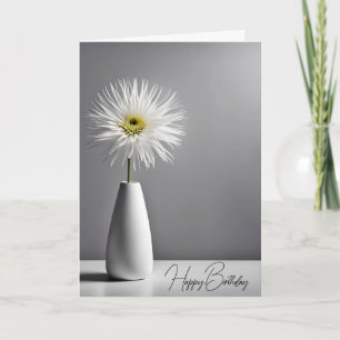 Carte Fleur Blanche Simple Anniversaire Dans Vase