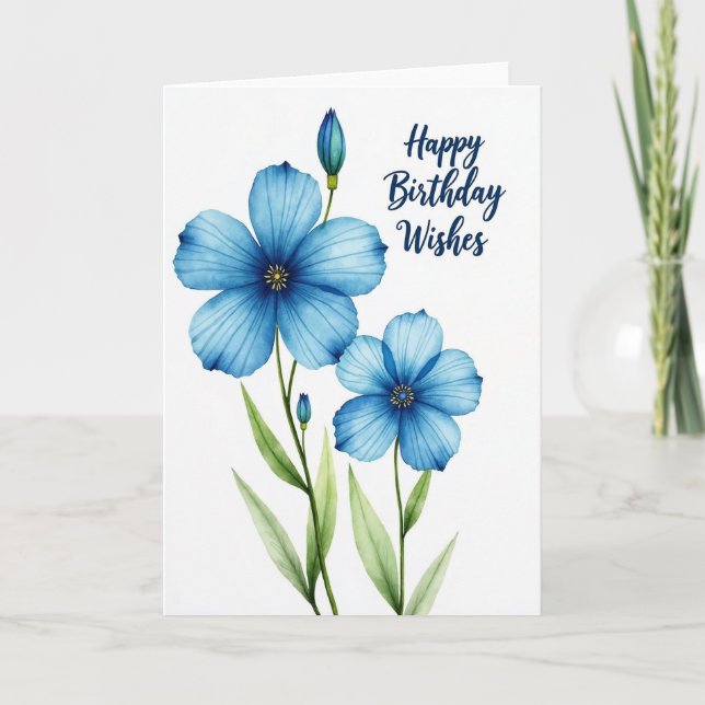 Carte Fleur Bleue à Points (Devant)