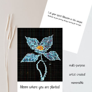 Carte Fleur bleue | Pixels modernes | Fleur où planté
