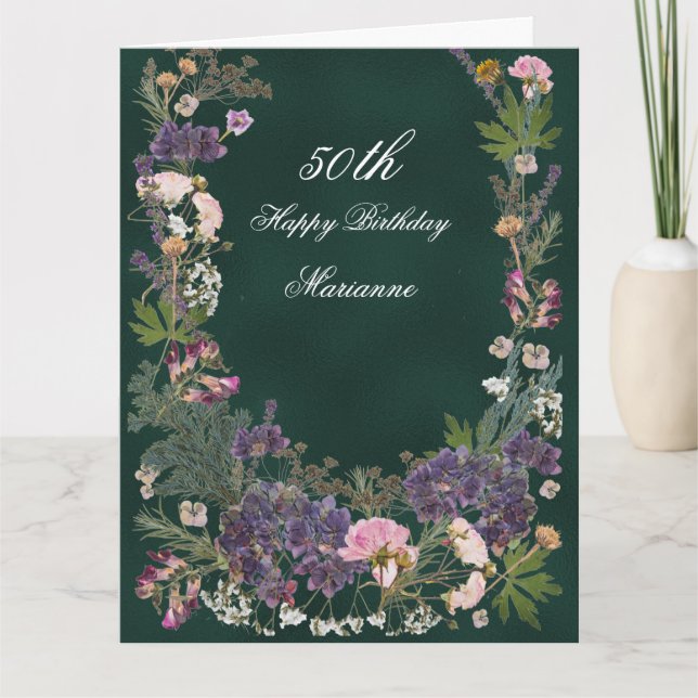 Carte Fleur botanique d'anniversaire sur Moody Forest Gr (Devant)