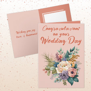 Carte Fleur Bouquet Mariage Félicitations orange