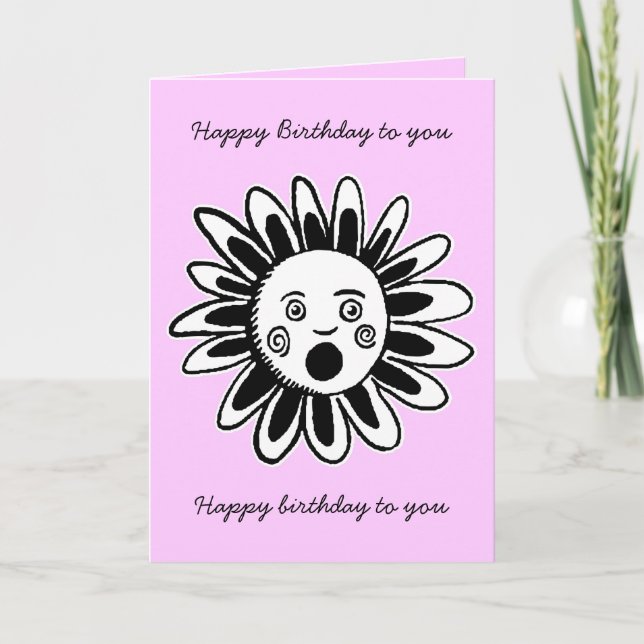 Carte Fleur chantante - Bonne Chanson d'anniversaire - R (Devant)