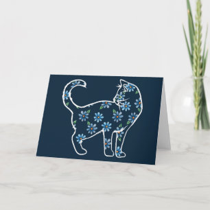 Carte Fleur Chat Blue Daisy Chats