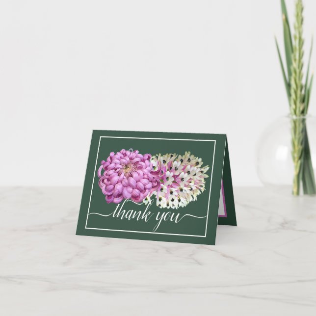 Carte Fleur Chic Merci rose et Orchidées blanches (Devant)