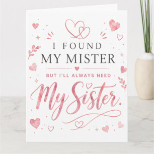 Carte fleur cœur Mariage Sœur Honneur