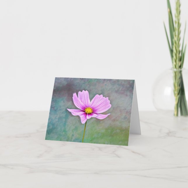Carte Fleur Cosmos rose unique du jardin de Gertie (Devant)
