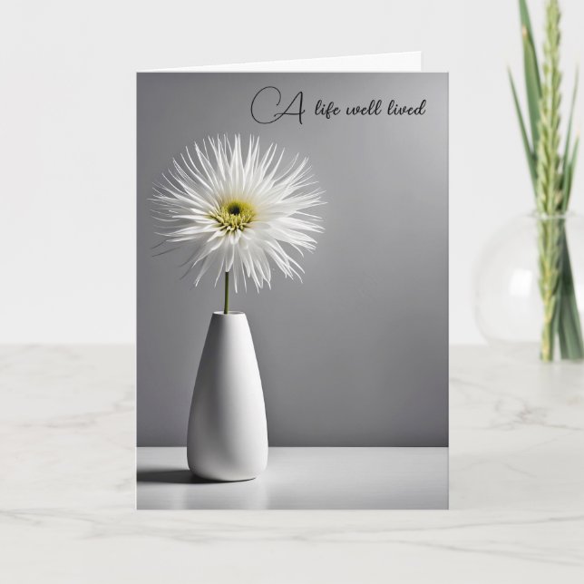 Carte Fleur Dahlia Blanche Sympathique Dans Le Vase (Devant)
