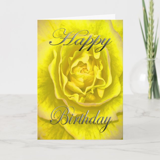 Carte Fleur d'anniversaire en jaune et rose (Devant)
