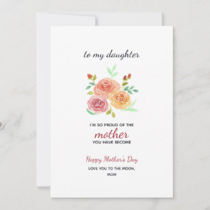 Carte Fleur d'aquarelle Fête des mères à la fille