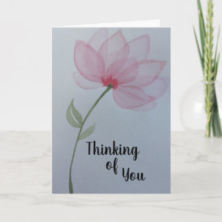 Carte Fleur d'aquarelle rose en pensant à vous vierge in