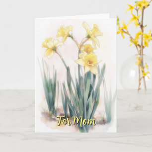 Carte Fleur d'art de narcisse jaune Fête des mères