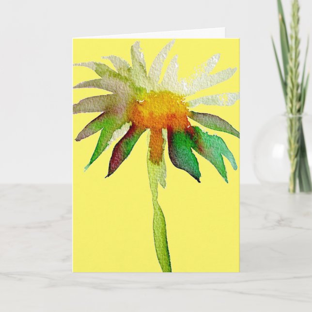 Carte Fleur d'art moderne Daisy sur jaune Joyeux anniver (Devant)