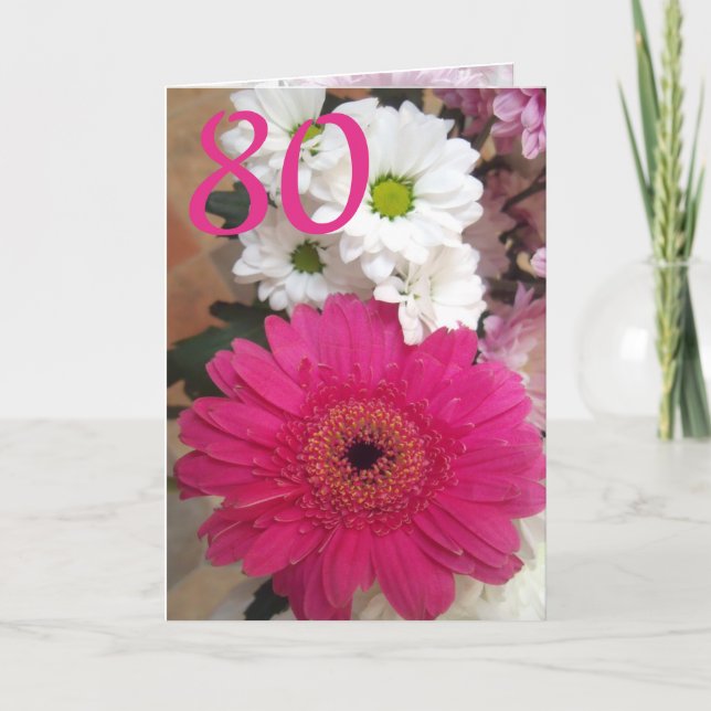 Carte Fleur de 80e anniversaire (Devant)