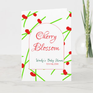 Carte Fleur de cerisier en forme d'arche rouge vert baby
