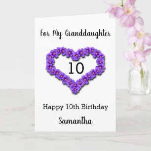 Carte Fleur de coeur pourpre 10e anniversaire Grandgirl