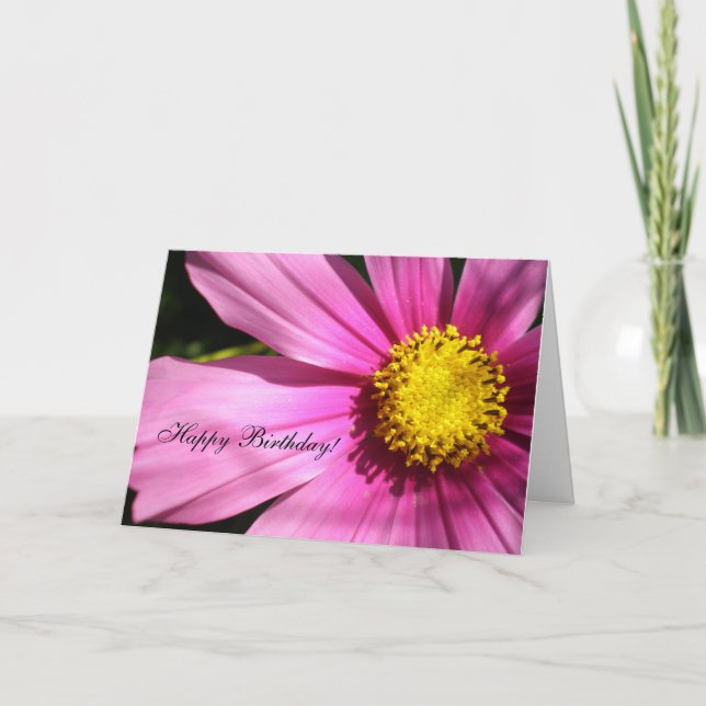 Carte Fleur de Cosmos Rose Joyeux anniversaire (Devant)