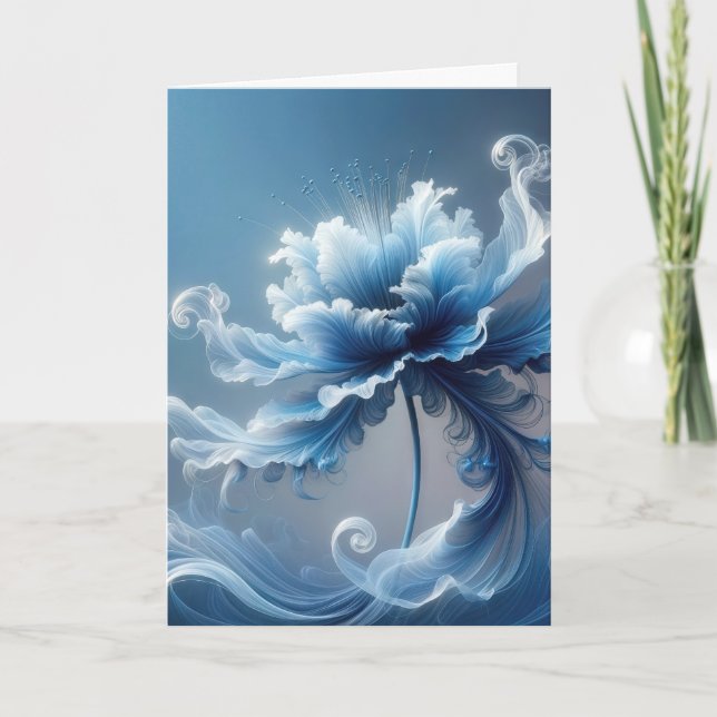 Carte Fleur de Fantaisie Bleue d'Anniversaire (Devant)