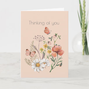 Carte Fleur de Fleur Sauvage Botanique Boho Pensée Pour