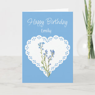Carte Fleur de Forget-me-not pour anniversaire avec nom 