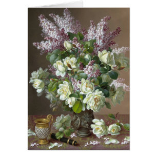 Carte Fleur De Longpré Roses et Lilacs CC0605