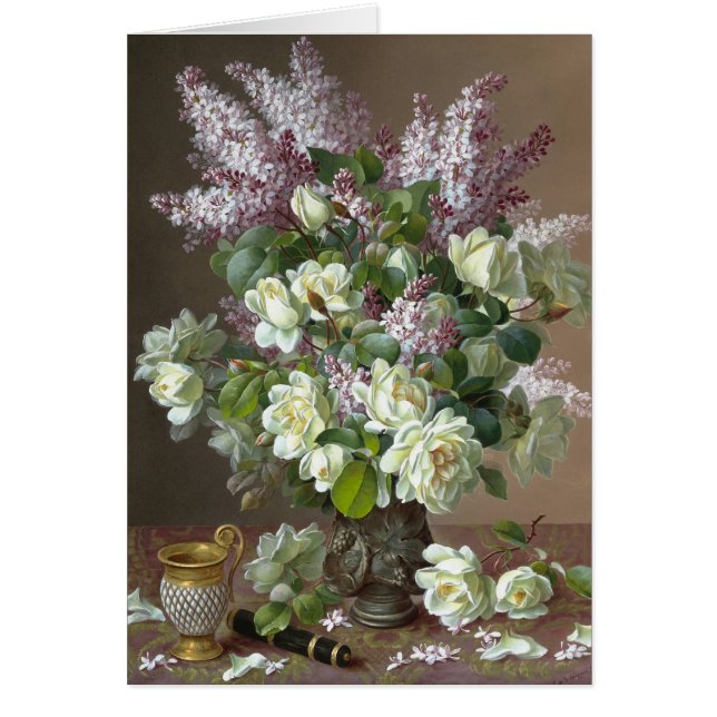 Carte Fleur De Longpré Roses et Lilacs CC0605 (Devant)