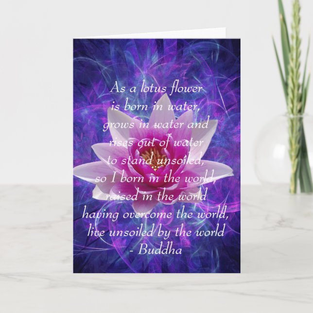 Carte Fleur de Lotus de citation de Bouddha (Devant)
