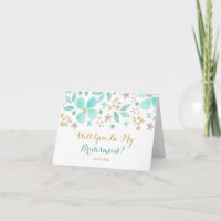 Carte Fleur de Menthe Dorée Veux-tu être ma Demois